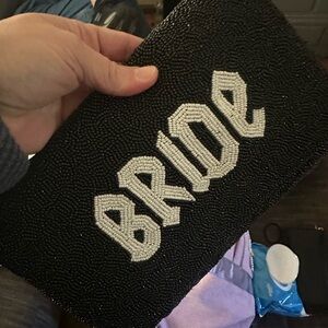 Black Beaded 'Bride' Crossbody Bag